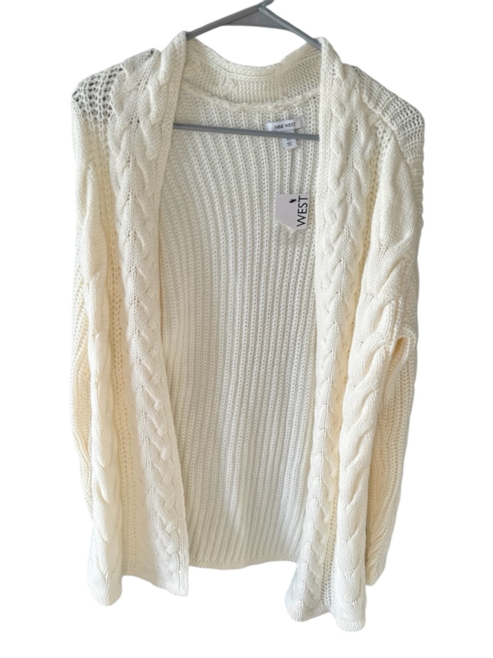 Nine West open front cream knit cardigan women’s size XS NWT
